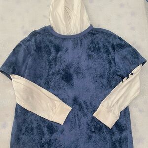 Navy and White Long Sleeve Hoodie